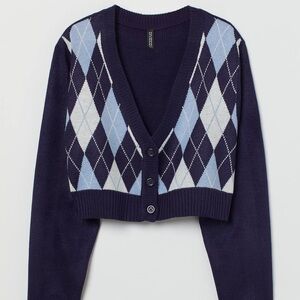 h&m navy and blue cardigan